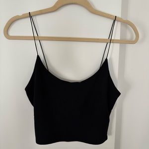 Zara black ribbed crop top with spaghetti straps